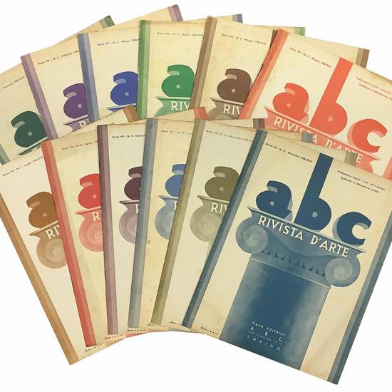 Lotto di dodici numeri de "abc Rivista d'arte". Anno VII - N. 1-12 (annata completa 1938).