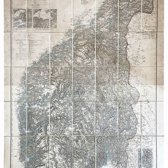 Kart over det sydlige Norge efter de bedste forhaandenværende Kilder, fornemmelig de ved Norges topographiske og hydrographiske Opmaaling anstillede astronomiske og geodætiske Iagttagelser, udarbeidet (i Maalestokken 1/700000 af den sande Længde).