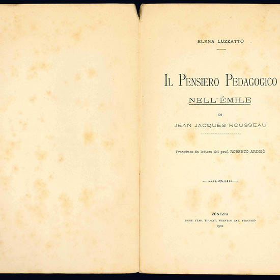 Il pensiero pedagogico nell'Emile di Jean Jacques Rousseau.