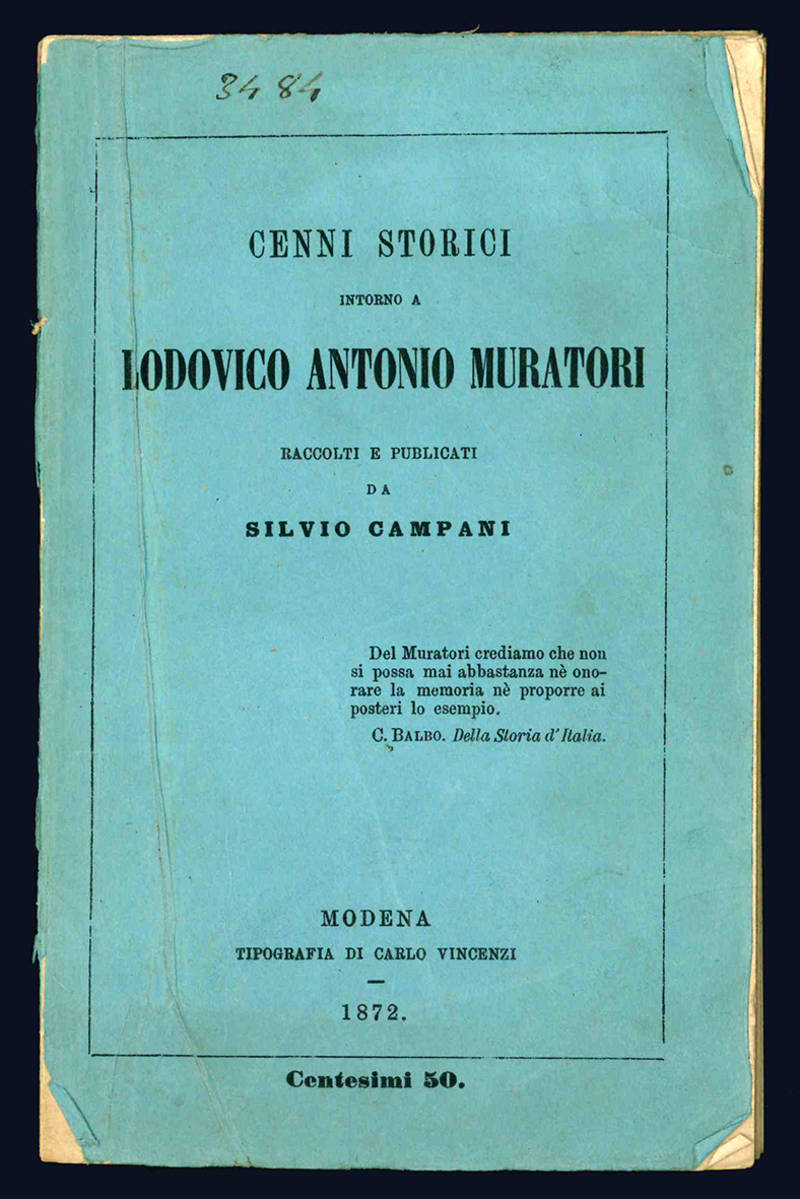 Cenni storici intorno a Lodovico Antonio Muratori.