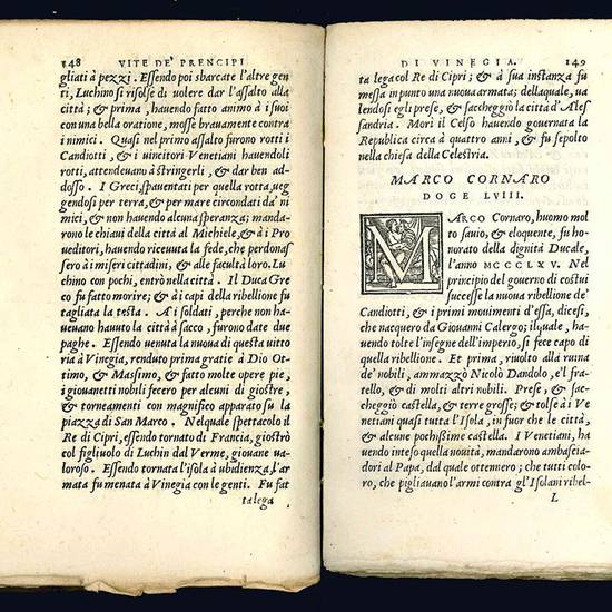 Vite de' prencipi di Vinegia di Pietro Marcello, tradotte in volgare da Lodovico Domenichi. Con le vite di quei prencipi, che furono doppo il Barbarigo, fino al doge Priuli. Nelle quali s'ha cognitione di tutte le istorie venetiane fino all'anno 1558. Con