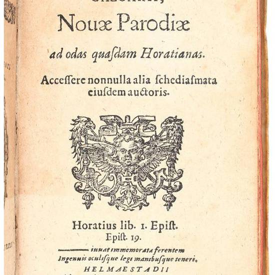 Melodaesia sive epulum musaeum. In quo, praeter recèns apparatas, lautiores iterùm apponuntur quamplurimae de fugitivis olim columbis poeticis: Et unà eduntur Ludi iuveniles Martinalia & Bacchanalia: Cum production Gynaecei [?]