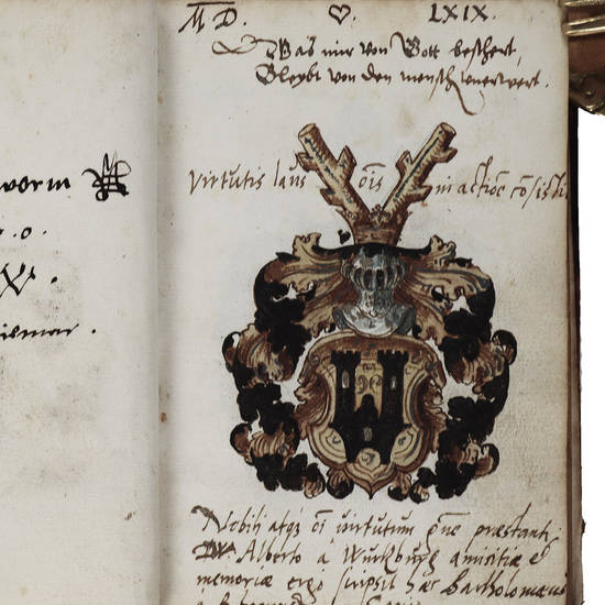 Liber amicorum. Manuscript on paper in Latin, German and Italian. Siena, 1569-1570
