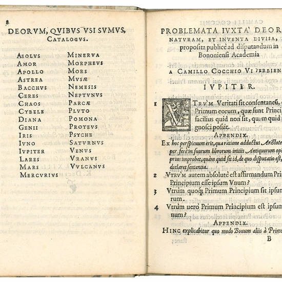 Camilli Cocchii Viterbiensis Problemata ex philosophiae, medicinae, aliarumque scientiarum fontibus hausta, iuxta deorum naturam, ac inventa distributa, et in celeberrimo Bononiensi gymnasio publice ad disputandum proposita