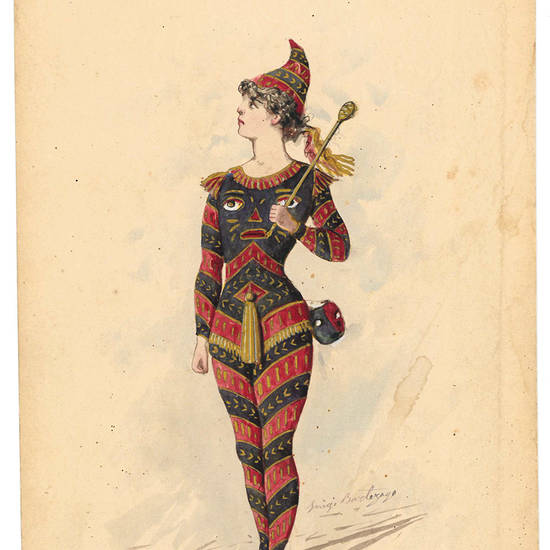 Collection of 105 watercolor drawings of ballet costumes. Milan, end of the 19th century