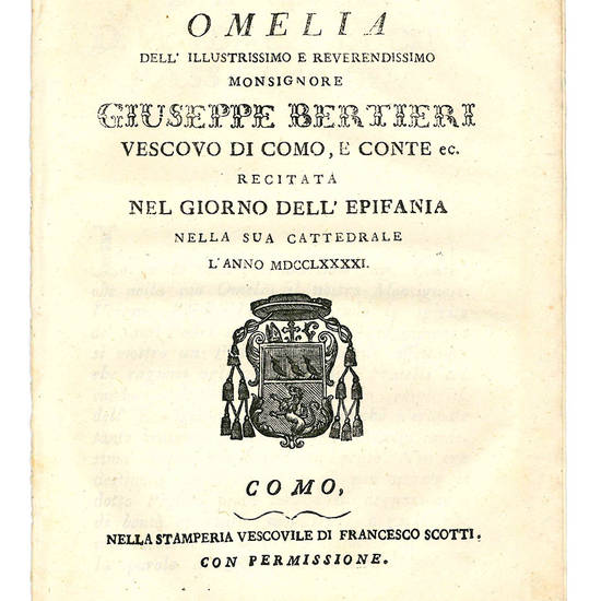 Omelia dell'Illustrissimo e Reverendissimo Monsignore Giuseppe Bertieri.