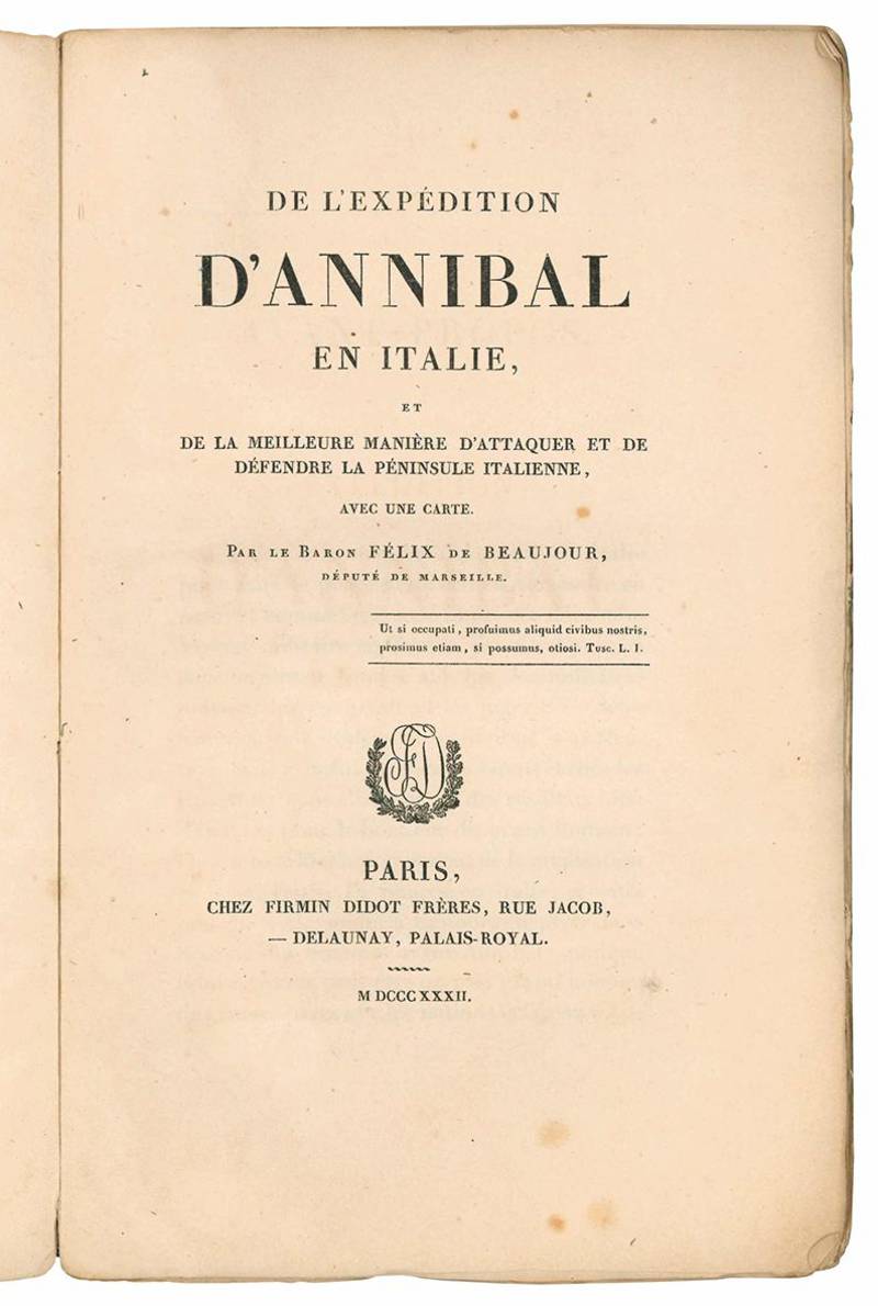 De l'expédition d'Annibal en Italie et de la meilleure manière d'attaquer et de défendre la péninsule italienne, avec une carte.