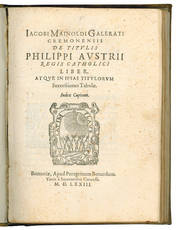 De titulis Philippi Austrij regis catholici liber. Atque in ipsas titulorum successiones tabulae. Index capitum