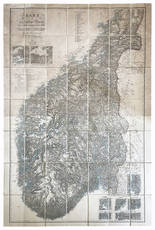 Kart over det sydlige Norge efter de bedste forhaandenværende Kilder, fornemmelig de ved Norges topographiske og hydrographiske Opmaaling anstillede astronomiske og geodætiske Iagttagelser, udarbeidet (i Maalestokken 1/700000 af den sande Længde).