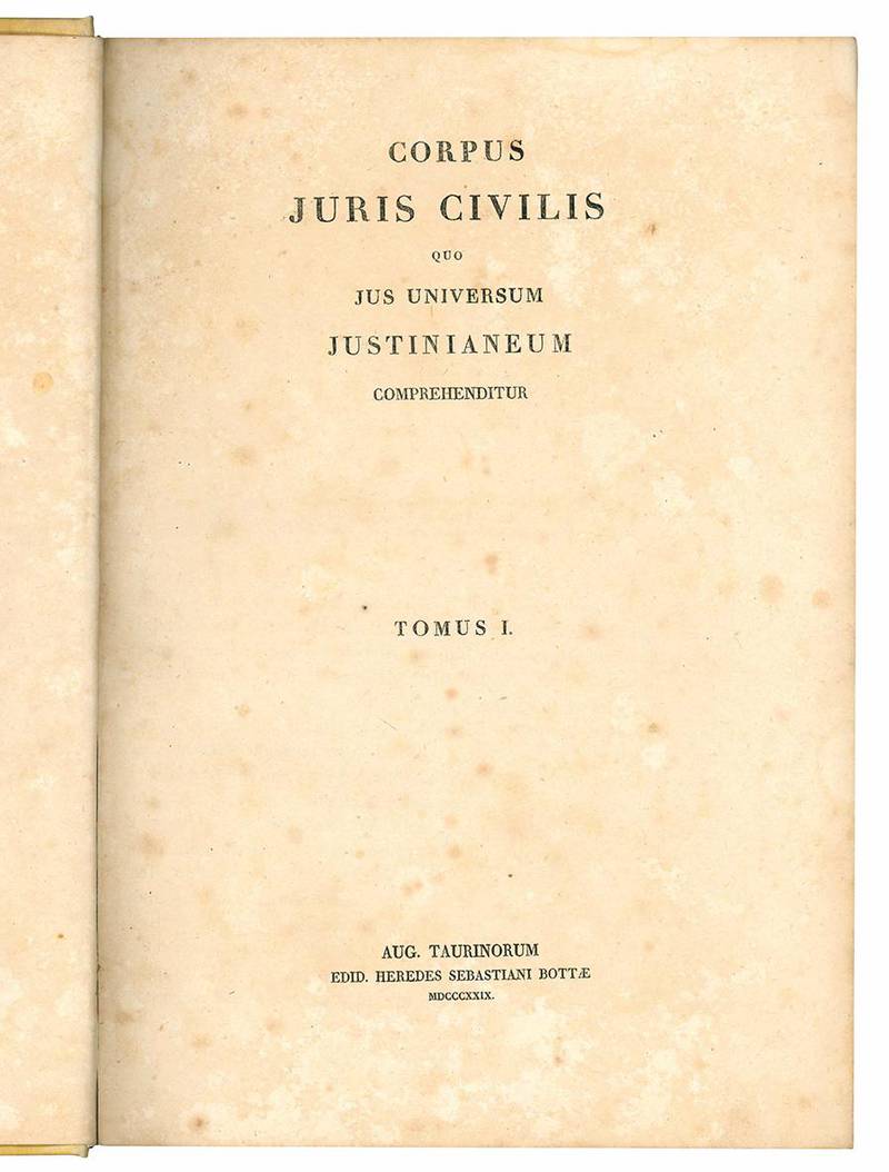 Corpus juris civilis quo jus universum Justinianeum comprehenditur. Tomus I (-II).
