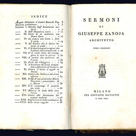 Sermoni di Ippolito Pindemonte, di Gasparo Gozzi, di Giuseppe Zanoja e di Teresa Albarelli Vordoni.