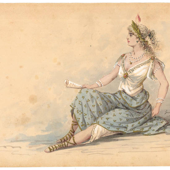 Collection of 105 watercolor drawings of ballet costumes. Milan, end of the 19th century