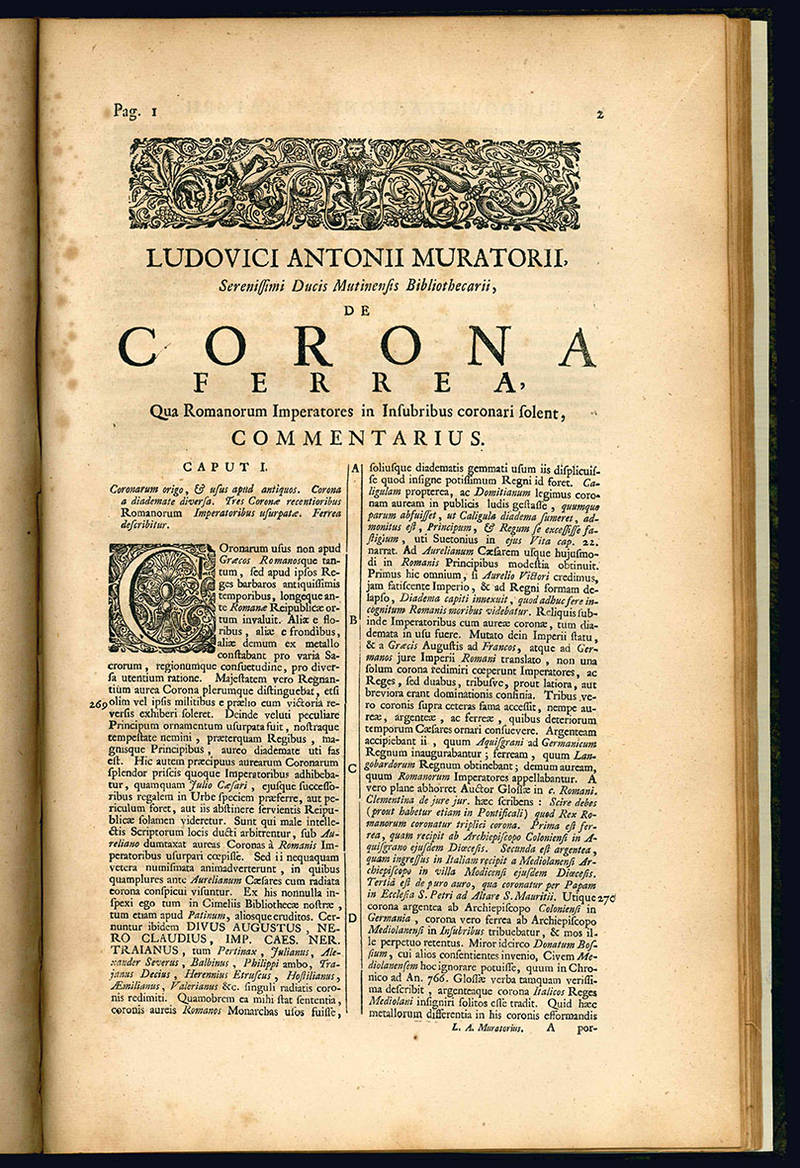 De corona ferrea, qua Romanorum Imperatores in Insubribus coronari solent, commentarius. Editio Novi